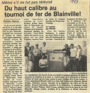 Tournoi de fers Blainville 1984 - finale sur glaise.