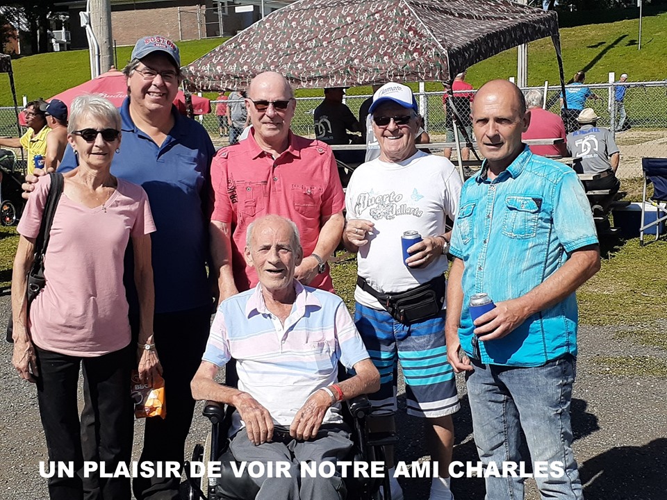 2019 - belle visite à Victo: Claudette, André L, André T, Gérard, Louis et Charles à l'avant.