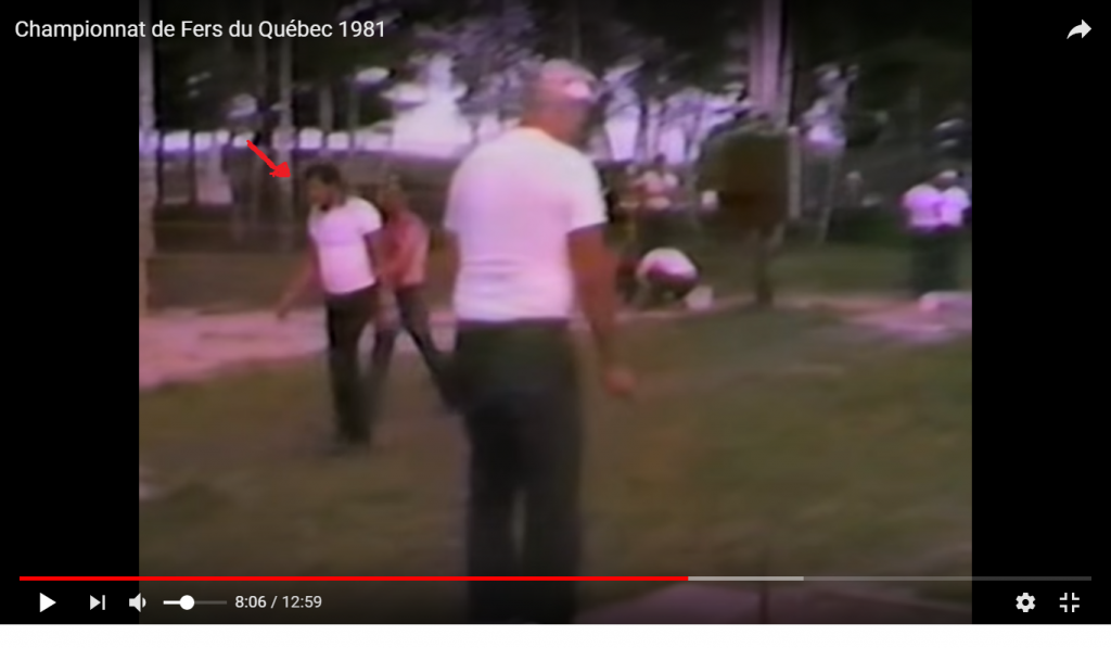 Extrait vidéo 1981: on voit Yvon Coté (indiqué par la petite flèche rouge)